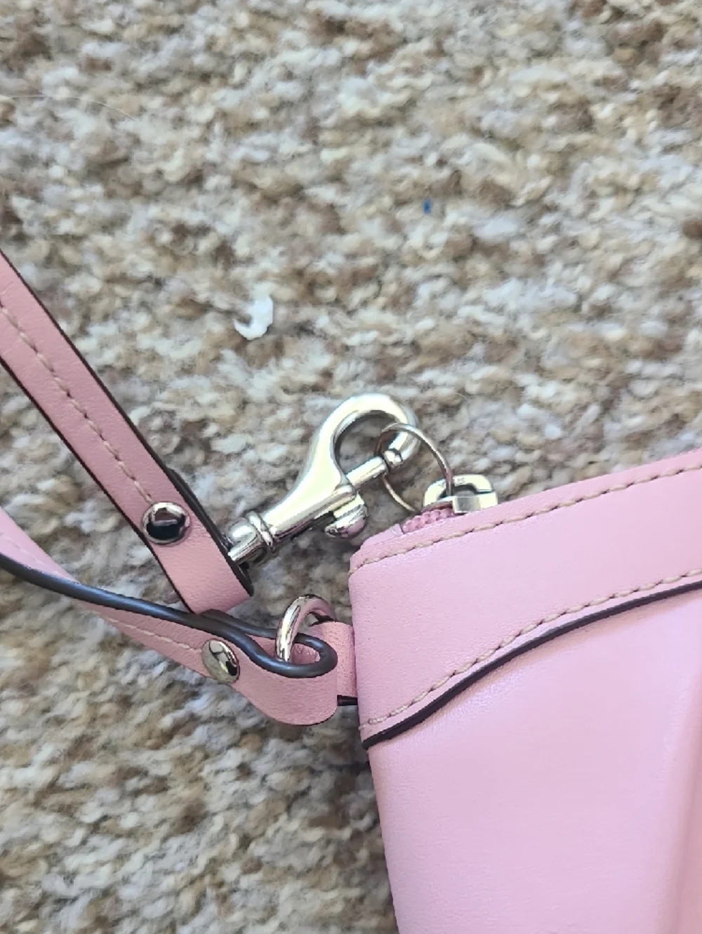 Coach Pink Leather Wristlet with  Strap